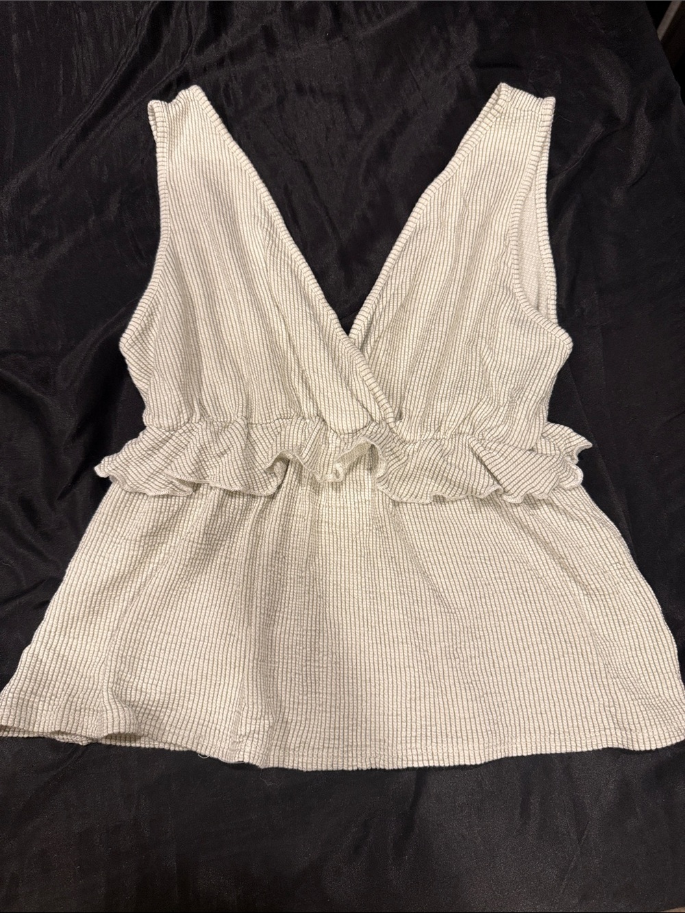 Women's Cream Ruffle Tank Top